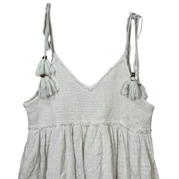 Free People Sundrenched Mini Dress Medium White Beach Boho Casual Gauzy Tie - Picture 3 of 11
